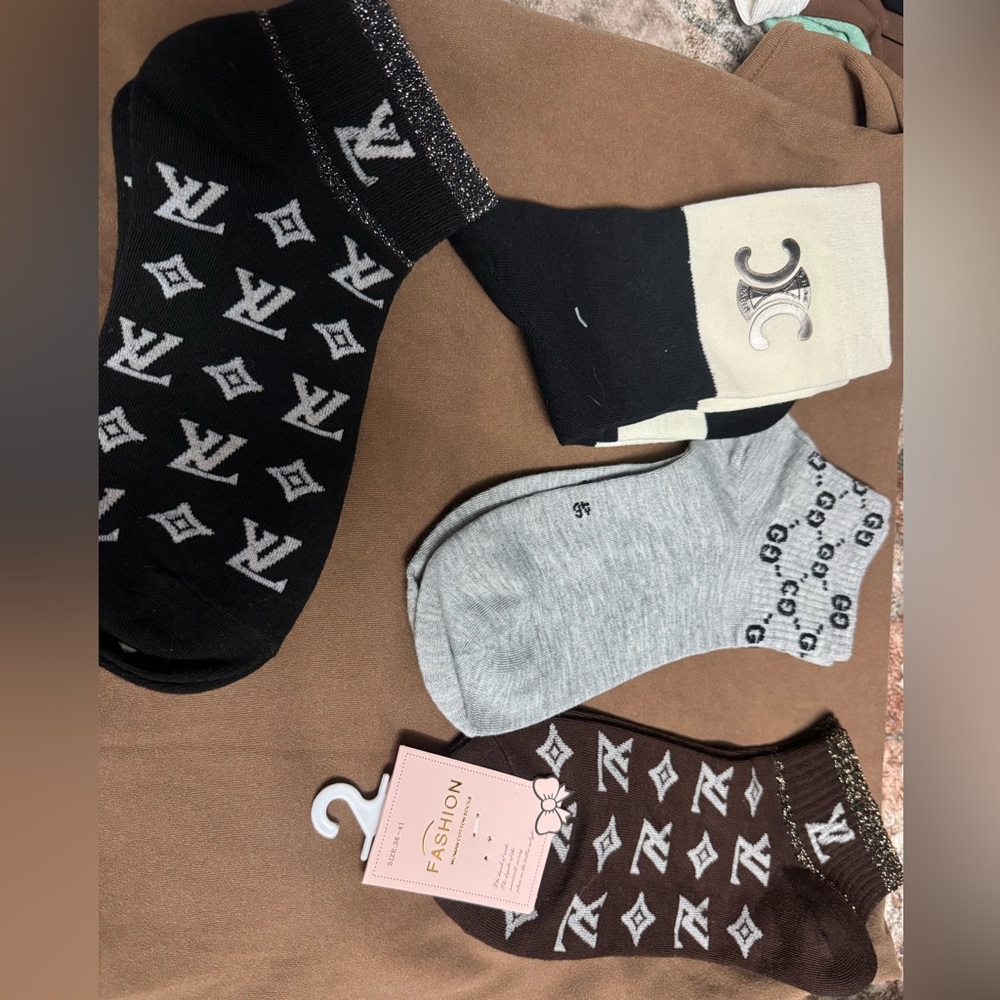 Women's Black, Gray, and Brown Casual Socks Set